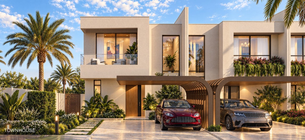 Contemporary Ohana townhouses with landscaped entrances